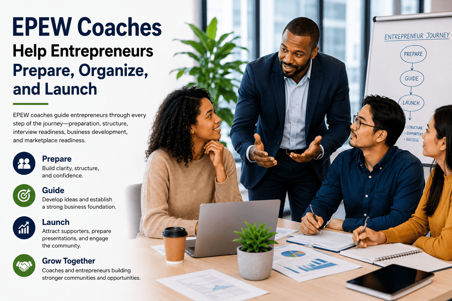 Coach mentoring entrepreneurs